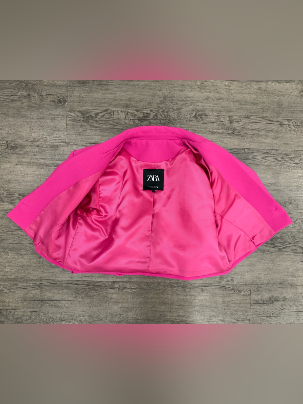 💕Zara Hot Pink Cropped Lined Blazer XL Super Cute & Flattering Like New!💕 - Picture 3 of 9